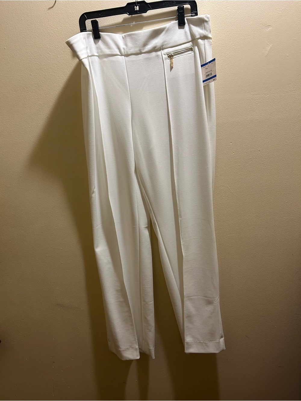 Anne Klein White Men's Dress Pants with Zip Accent